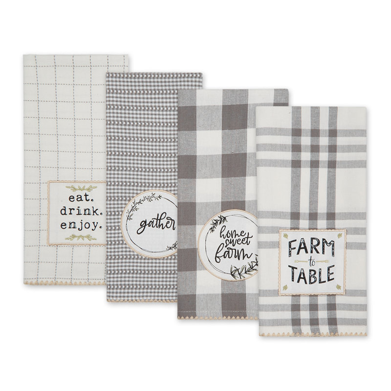 Plaid Waffle Dish Cloth Kitchen Towel, Gray