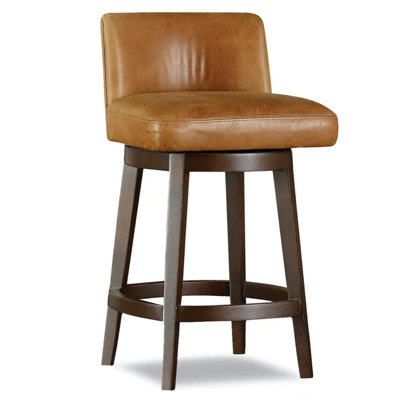 Swivel Upholstered Bar Stool with Solid Wood Frame