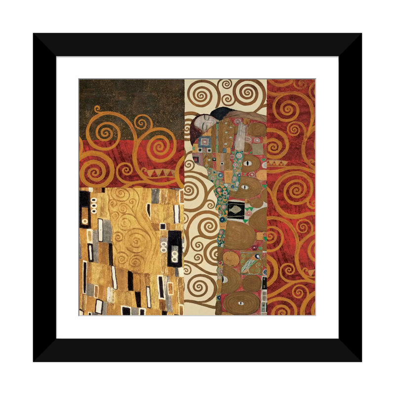 «Klimt Détails» par Gustav Klimt, impression sur toile tendue, H 24 po x l 24 po x P 1 po, Papier d'art encadré noir, Blanc