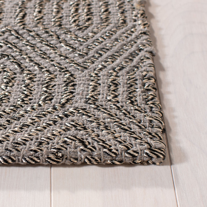Tapis gris tissé à la main Adelmar, Rectangle 7 pi 6 po x 9 pi 6 po