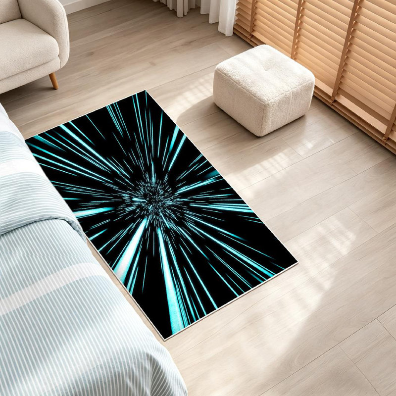 Tapis noir à volants profonds noir, Rectangle 32 po x 47 po