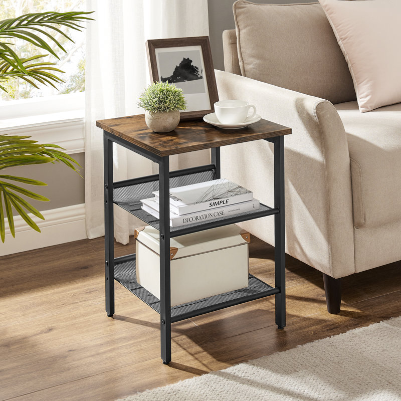 Table de bout avec rangement Mayville, Brun rustique