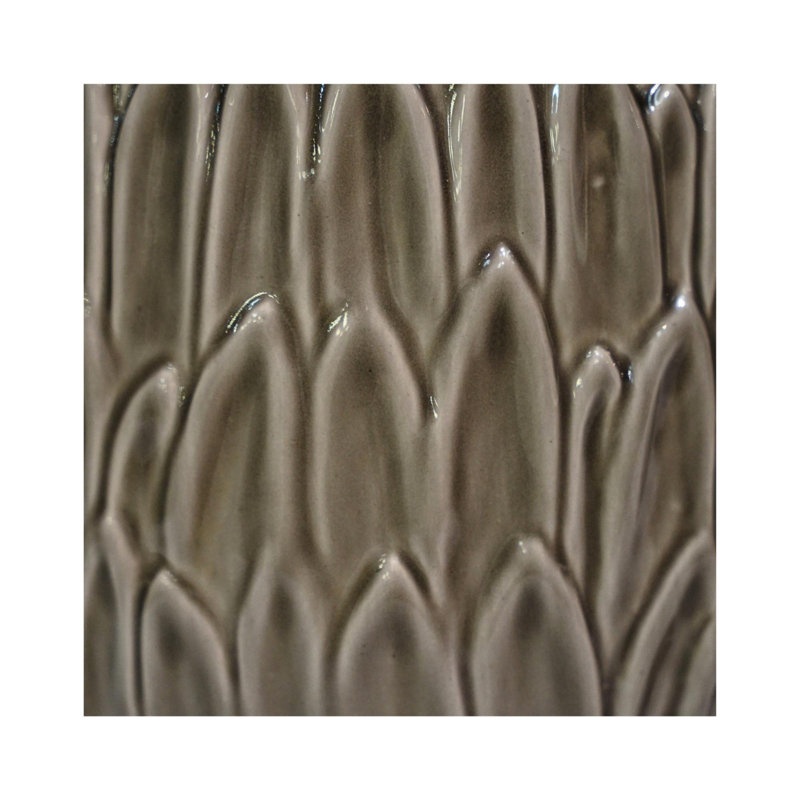 Arles Leaf Embossed Planter, Mocha, 16.5cm H x 18cm W x 18cm D