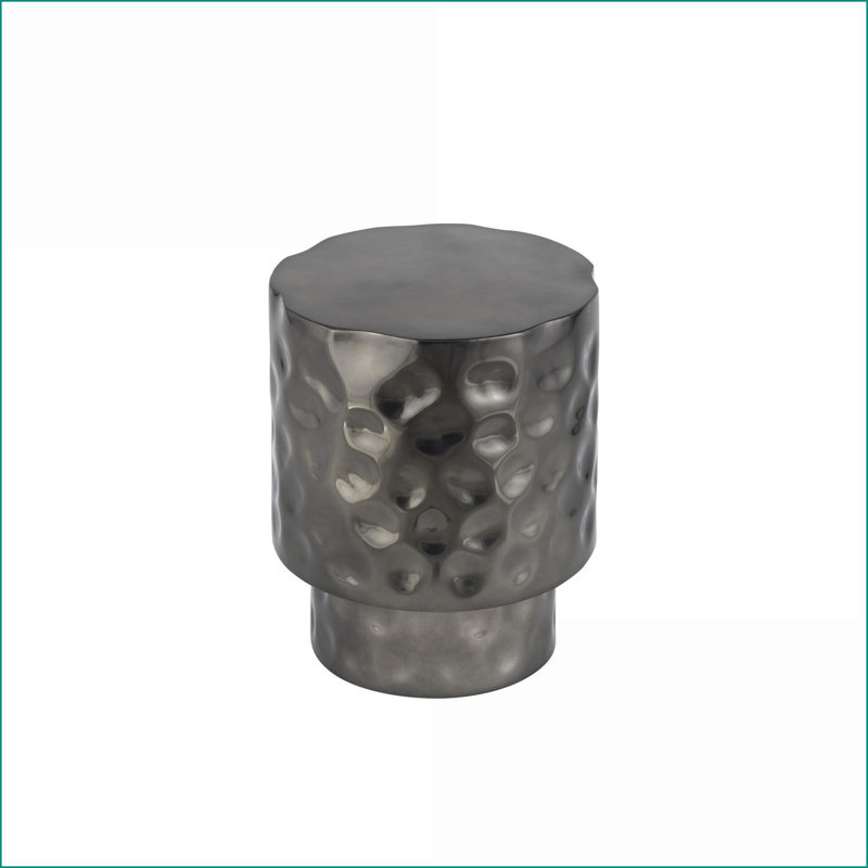 Table basse moderne en nickel et acier inoxydable - Texture martelée à la main pour le salon