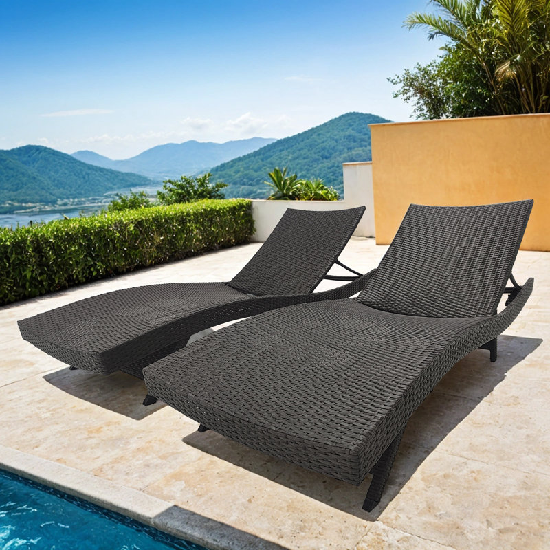 Ensemble de chaise longue d'extérieur en osier Cesarina