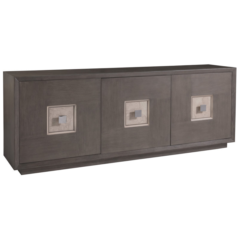 Gray and White Oak Transitional Media Console with Cabinet