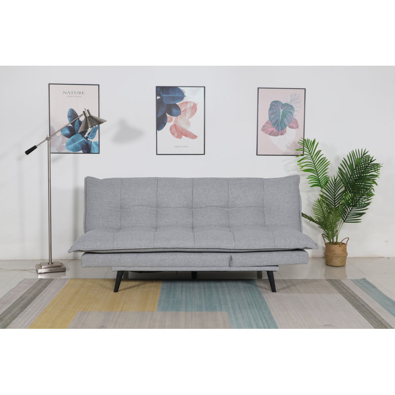 Schaller Twin 76'' Upholstered Convertible Sofa, Light Gray