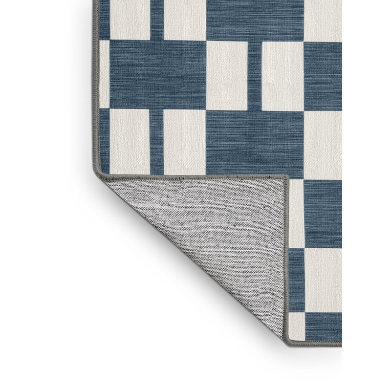 Machine Washable Checkered Gray Area Rug, Square 8'