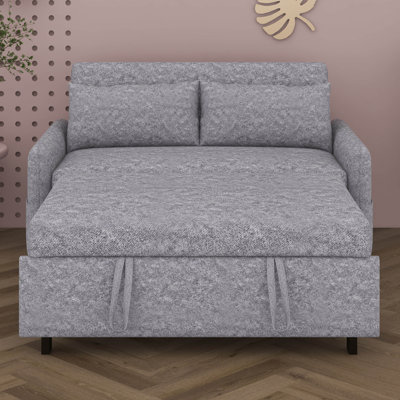 55.1" Pull Out Sleep Sofa Bed Loveseats Sofa Couch With Adjsutable Backrest, Storage Pockets, 2 Soft Pillows, USB Ports
