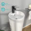Lavabo de salle de bain piédestal en céramique H 32 "x l 15", lavabo une pièce ovale blanc avec trop-plein