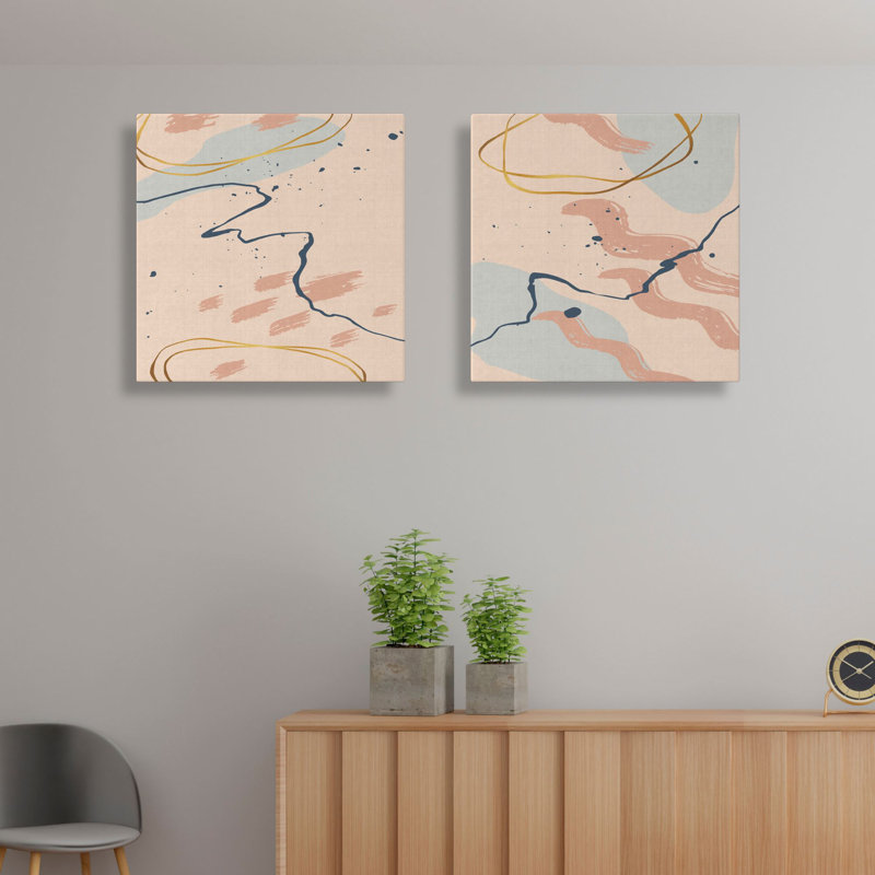 Stylish Decorative Canvas Paintings (2 Pieces), 12 x 12 Inches | 100% Canvas with 100% Wooden Frame | Perfect for Living Room, Bedroom, or Office Decor, Adds Elegance and Modern Touch to Any Space