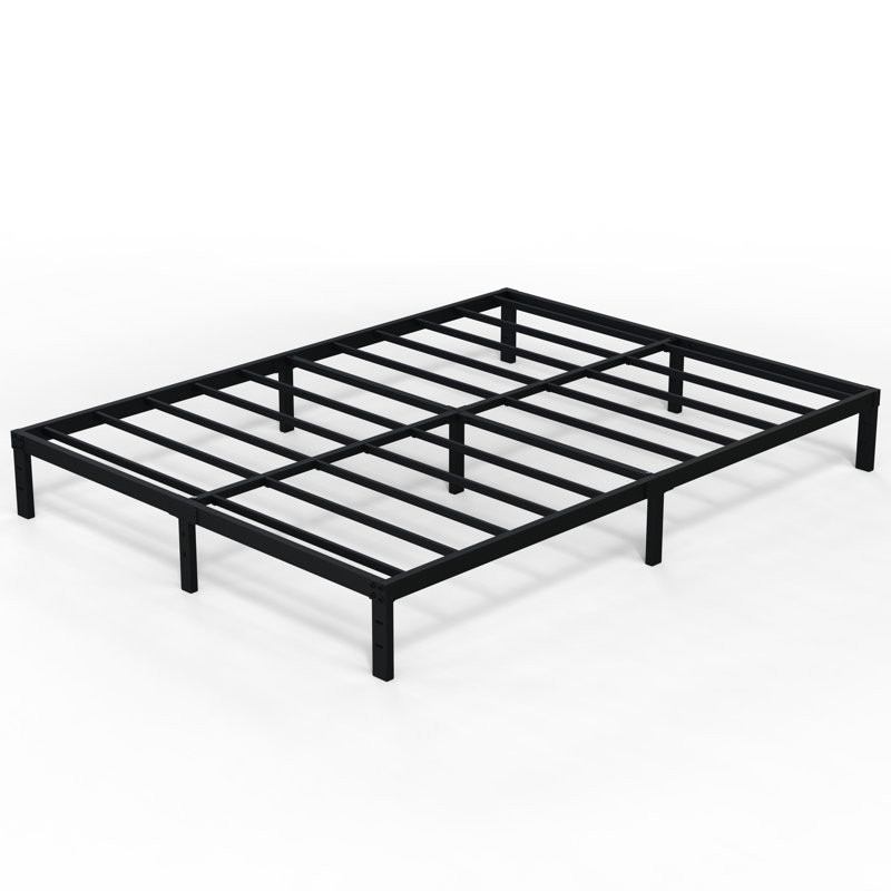 Full Size Black Metal Platform Bed Frame with Slats