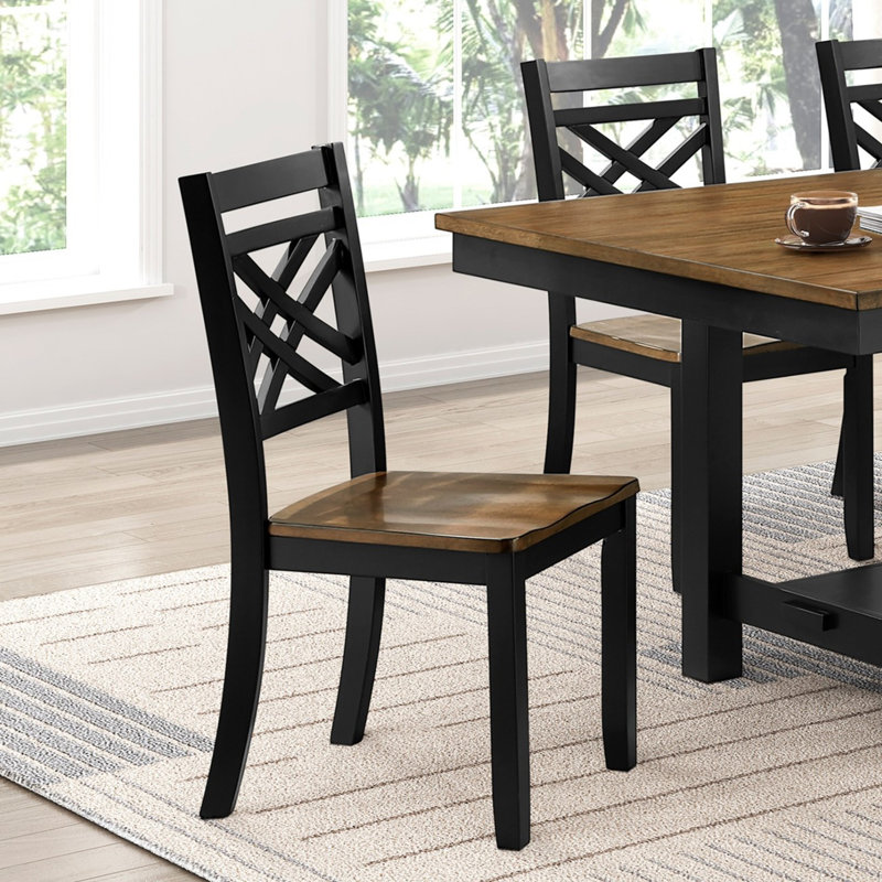 Ensemble de 2 chaises de salle à manger à 2 tons avec finition brun noir