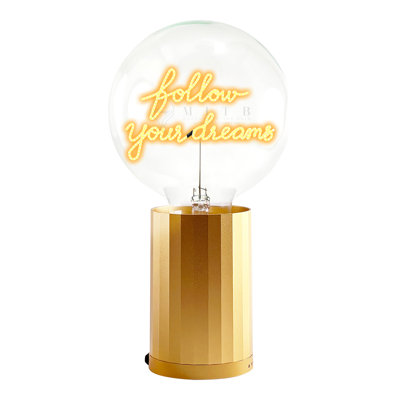 Bulb FOLLOW YOUR DREAMS Amber with Base Table Lamp PORTABLE Rose Gold