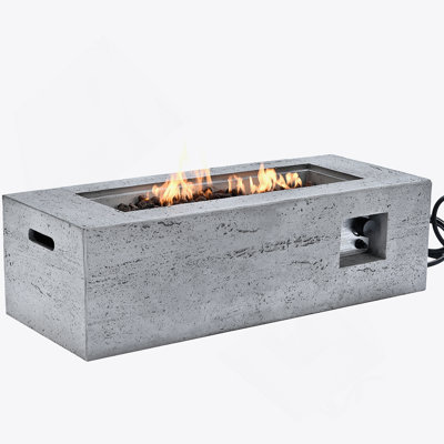 Foyer d'extérieur au propane rectangulaire 40000 BTU, chauffe-terrasse 41,9 po MGO avec brûleur en acier inoxydable et pierres de lave gratuites, couvercle imperméable, adapté pour la cour, la pelouse, les patios, les terrasses et la piscine
