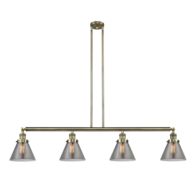 Lemieux 4 - Light Kitchen Island Pendant, Matte White, 10" H x 50.88" W x 7.75" D, Antique Brass