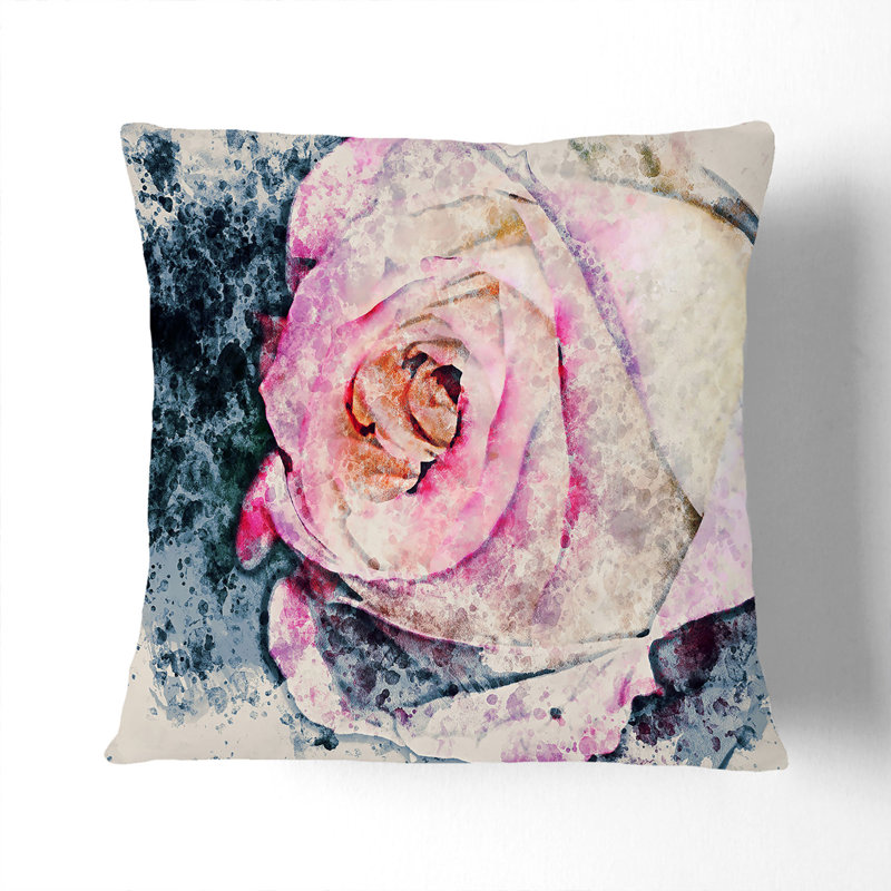Tipped Rose Cushion with Filling, 55cm H x 55cm W x 20cm D
