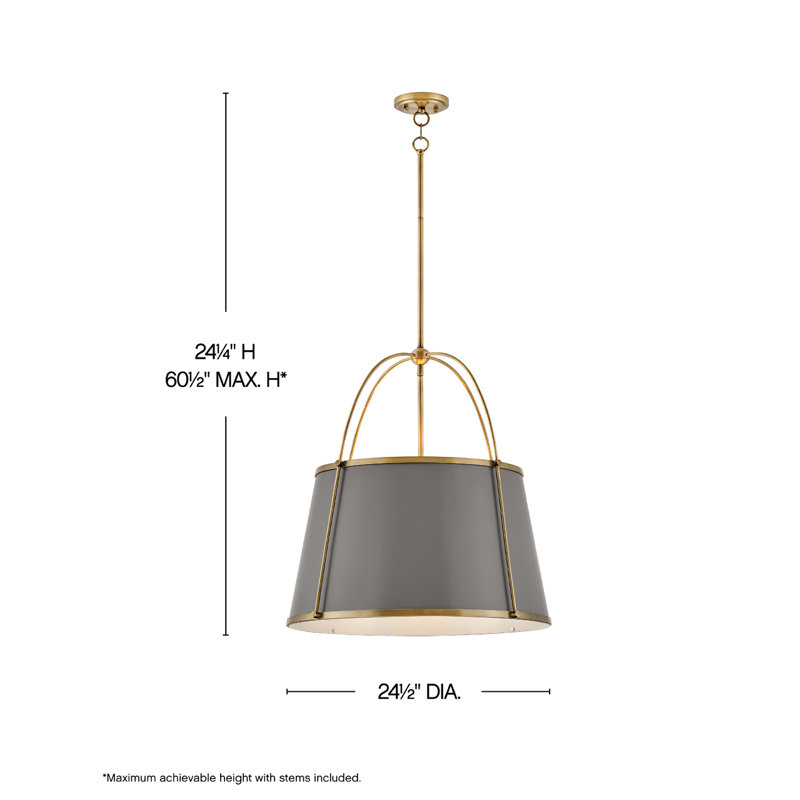 Clarke 4 - Light Shaded Geometric Chandelier, Lacquered Dark Brass