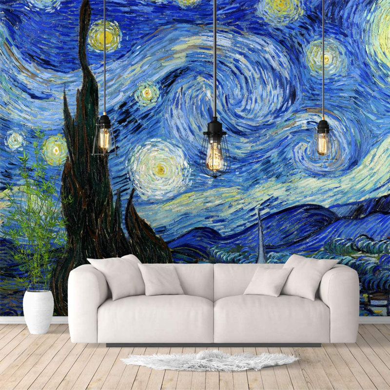 Murale «La nuit étoilée» par Van Gogh, L 100 po x l 144 po