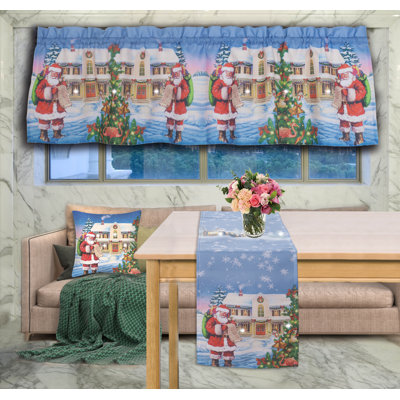 Splendors Christmas Santa House Table Runner