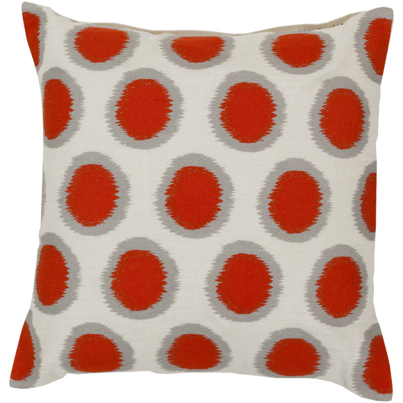 Polka Dots Throw Pillow, 20"H x 20"W, Red, Down-feather