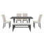 Ensemble de table de salle à manger rectangulaire 6 pièces, table avec pieds uniques, 4 chaises rembourrées et 1 banc-561179038-561179024