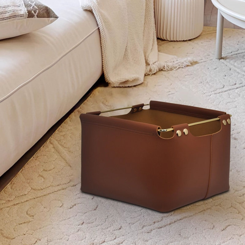 Waterproof & Stain-Resistant Leather Storage Basket - Dual Use Laundry Hamper For Bedroom & Closet Organization - Multi-Purpose Decorative Bin For Living Room Books & Snacks