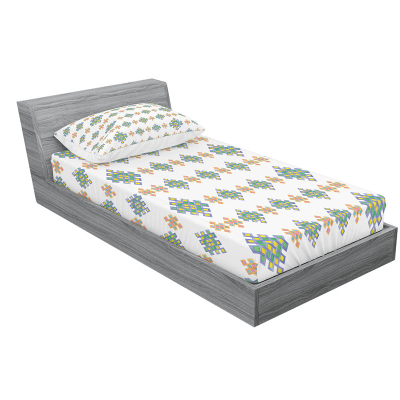 Microfiber Geometric Sheet Set, Twin XL Sheet Set with Fitted Sheet