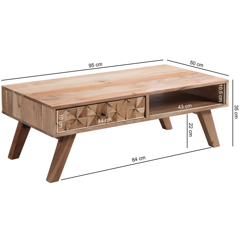 Doud Solid Wood Four Leg Coffee Table