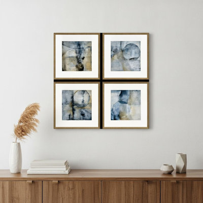 Set Of Four Sphere Framed Art Gold Picture Frame Print Wall Art