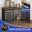 Meuble pour chien robuste avec portes coulissantes Edrosie Inc, chenil en bois avec 2 bols pour grands chiens-1845820019