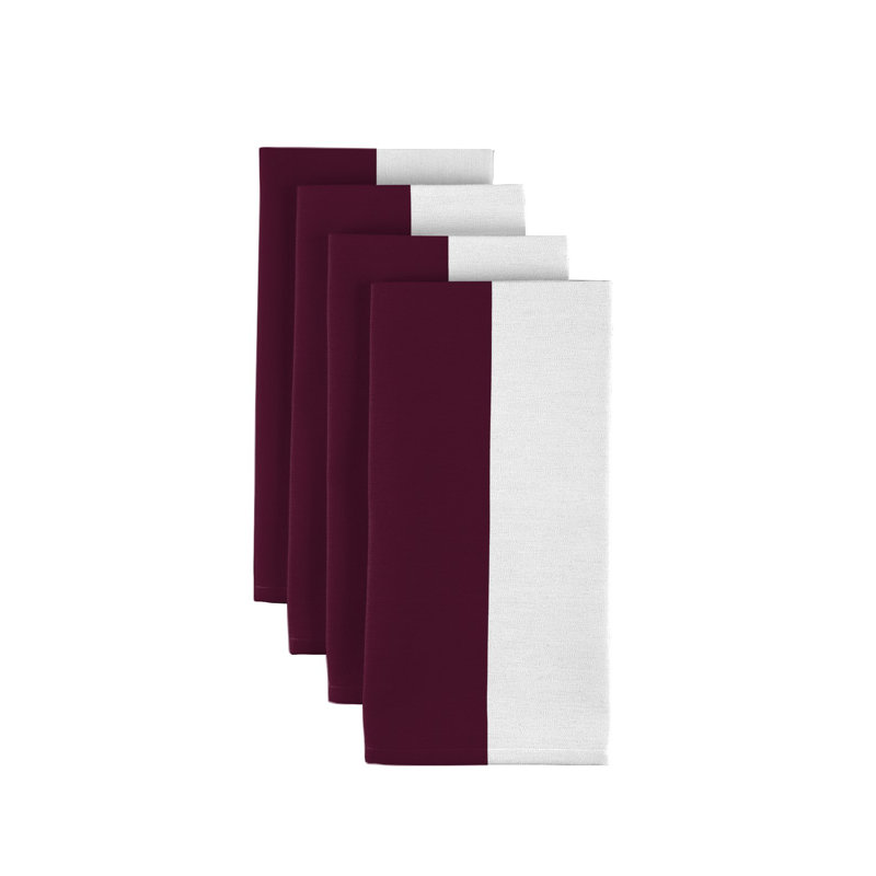 Cabana Polyester Striped Square Napkin, Burgundy