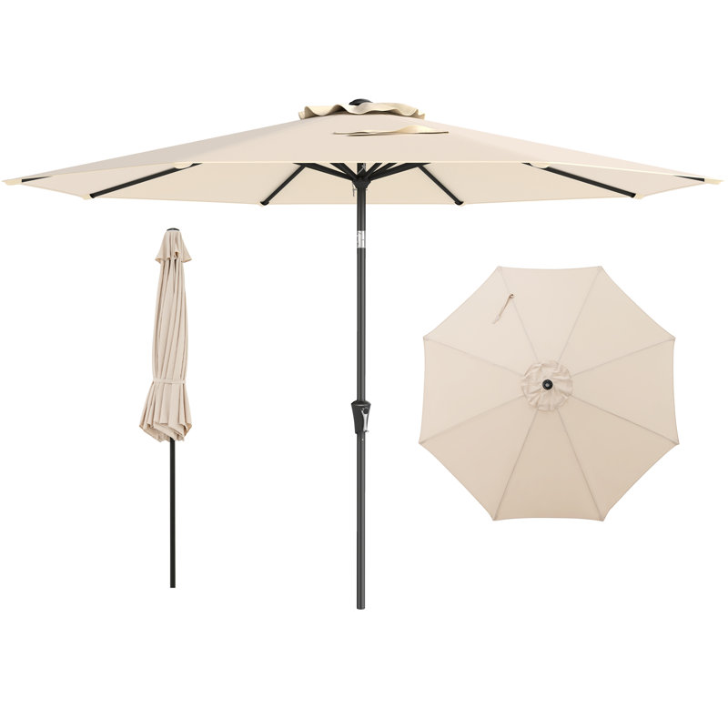 290 CM Patio Umbrella Outdoor Market Umbrella W/ Crank, Beige
