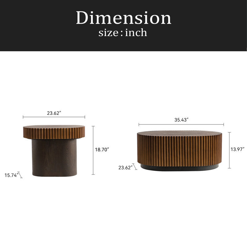 Ensemble de 2 tables basses gigognes rondes Handcraft