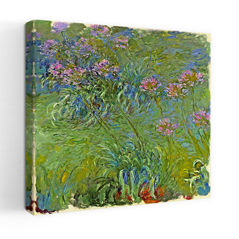 Agapanthus Flowers Classic Modern Abstract Landscape Flower Wall Art Print by Claude Monet - Wrapped Canvas Print