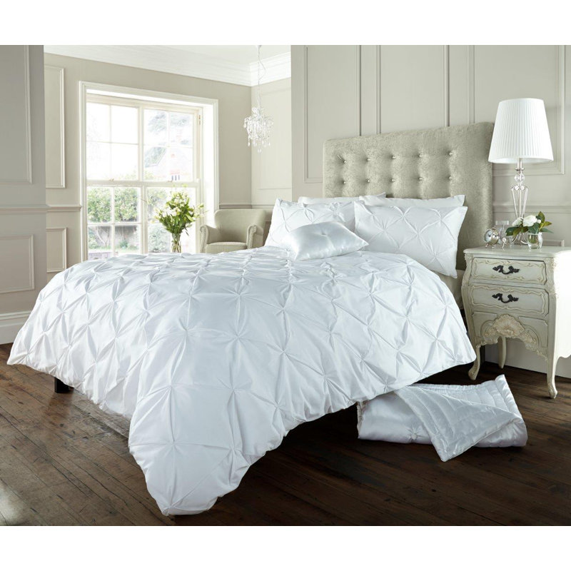 Solid Colour Duvet Cover Set with Pillowcases, White, Double - 2 Standard Pillowcases