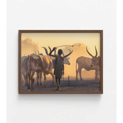 Reproduction d'art africain The Golden Herder - conception tribale vibrante