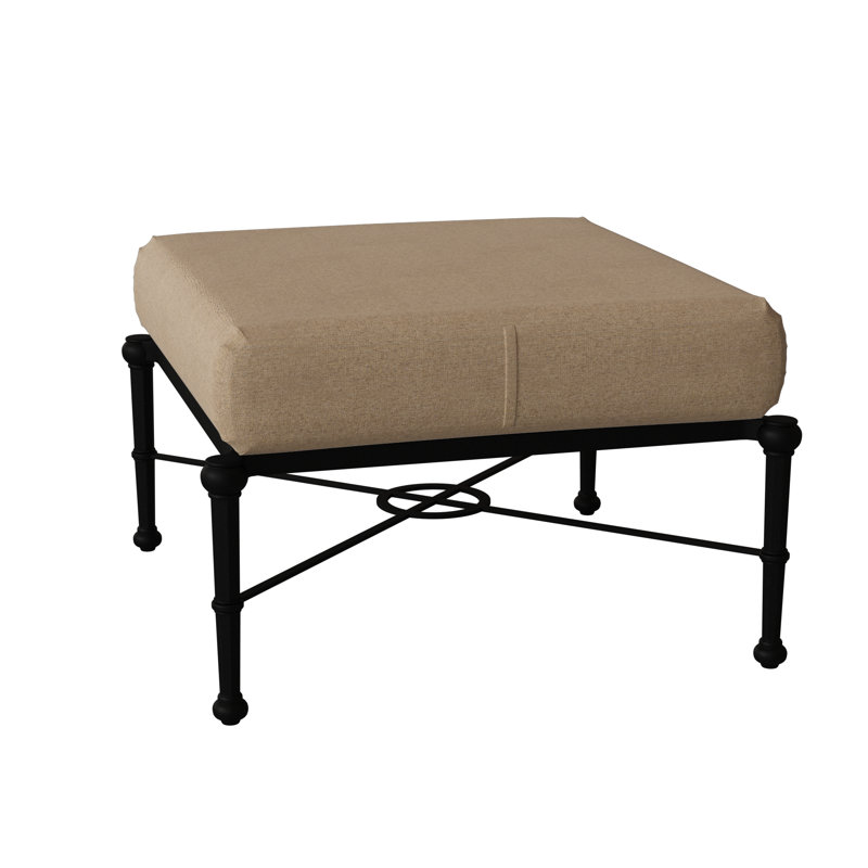 Delphi Outdoor Ottoman, Sesame, Chestnut Brown