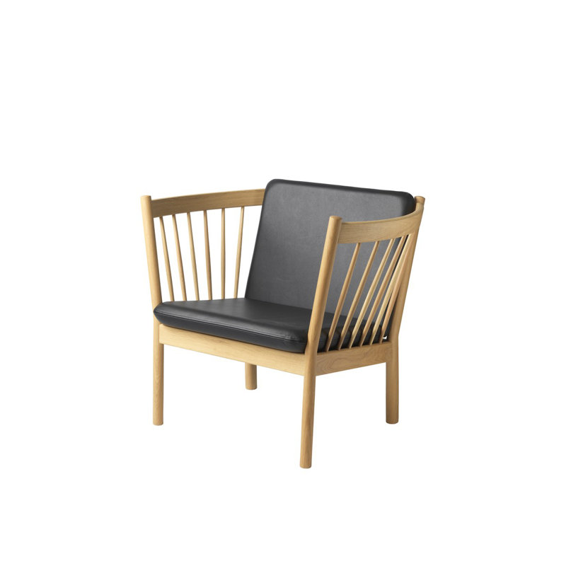 J146 Barrel Chair, Black Leather