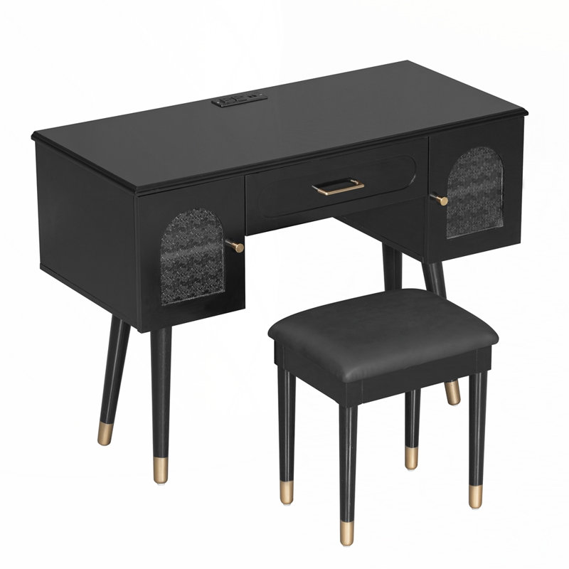 Ensemble de coiffeuse et coiffeuse Elegant, Noir