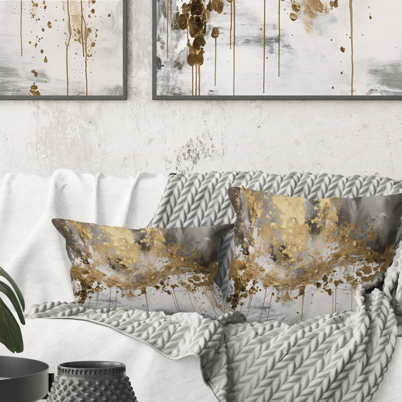Modern Golden Drip - Coussin imprimé, H 18 po x l 18 po, Carré