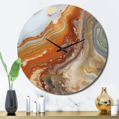 Horloge murale orange, orange et beige
