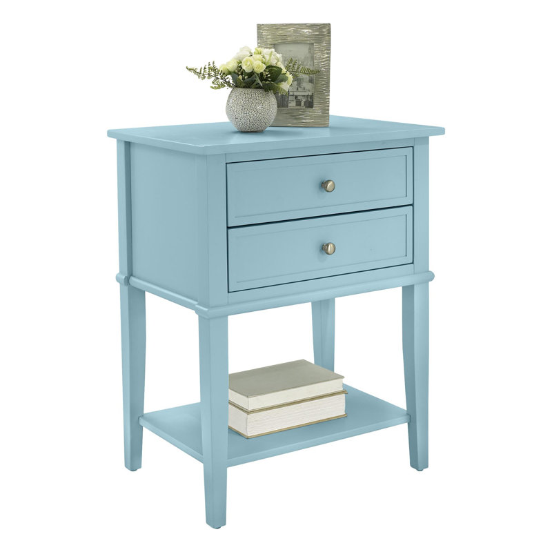 Arkeisha Floor Shelf End Table, Blue