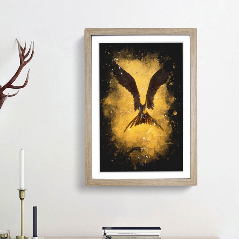 Bird in Flight - Picture Frame Graphic Art Print, 87cm H x 62cm W x 2cm D, Oak Framed