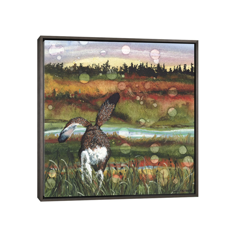 "Lolloping" par Maggie Vandewalle-reproduction d’art, Toile encadrée de bois rustique foncé, H 37 po x l 37 po x P 1,5 po
