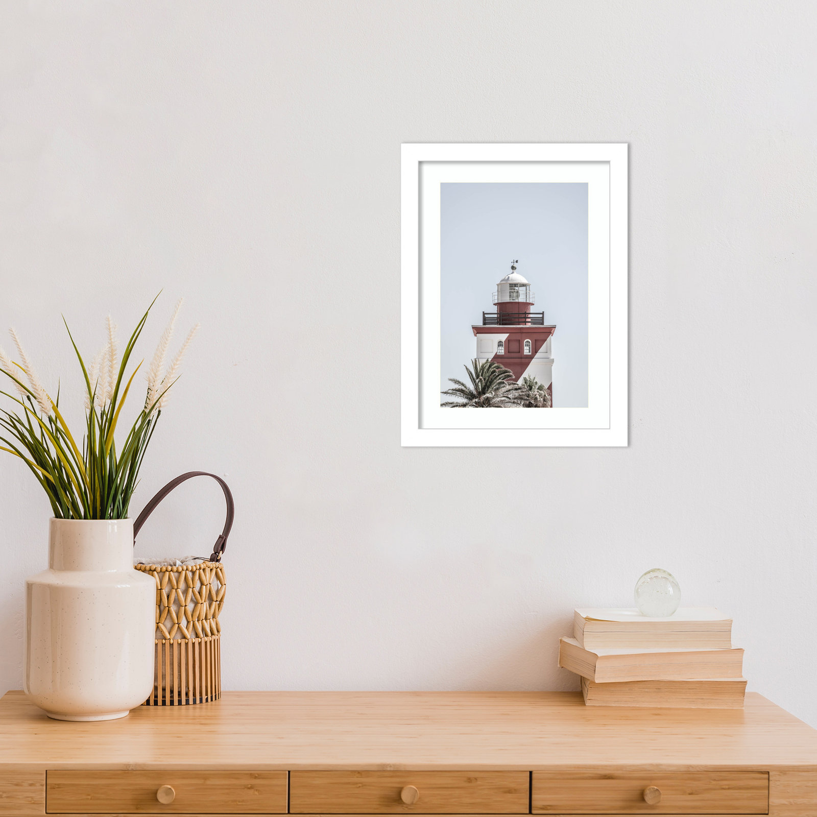 Daisey "Green Point Lighthouse" Print, White , 13" H x 10" W
