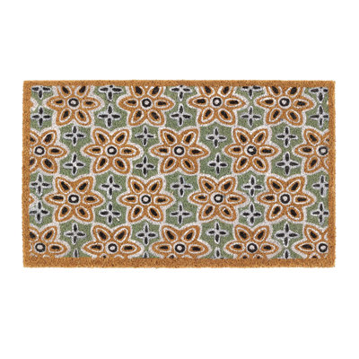 Indoor / Outdoor Coir Mat Sage Green Woodblock