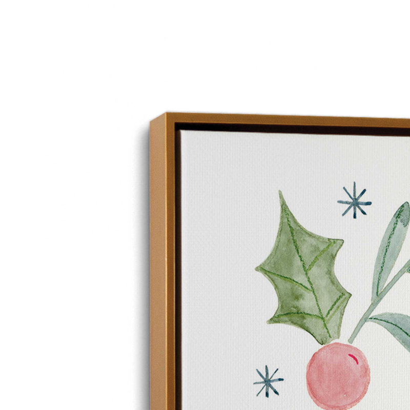 «Merry Christmas Cardinal» par Rachel Nieman, reproduction d'art, Toile avec cadre, L 20 po x H 20 po, Doré