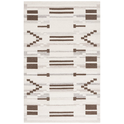 Cherly Ebony Hand Tufted Wool Cotton Southwestern Rug in Brown/Ivory