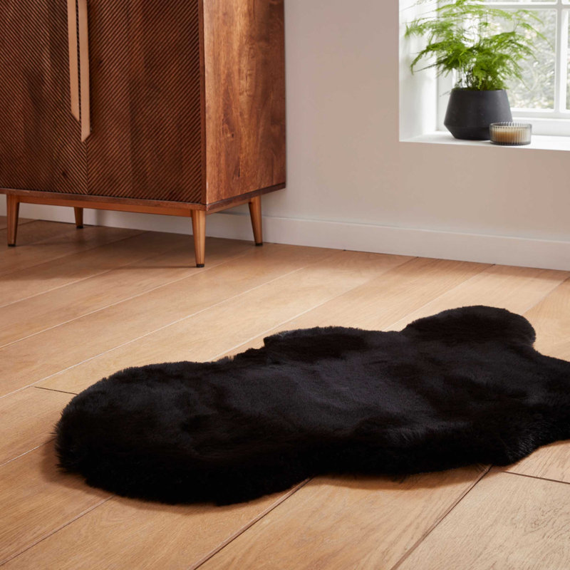 Lehi area rug Table Tufted Sheepskin Black, Sheepskin 60 x 180cm